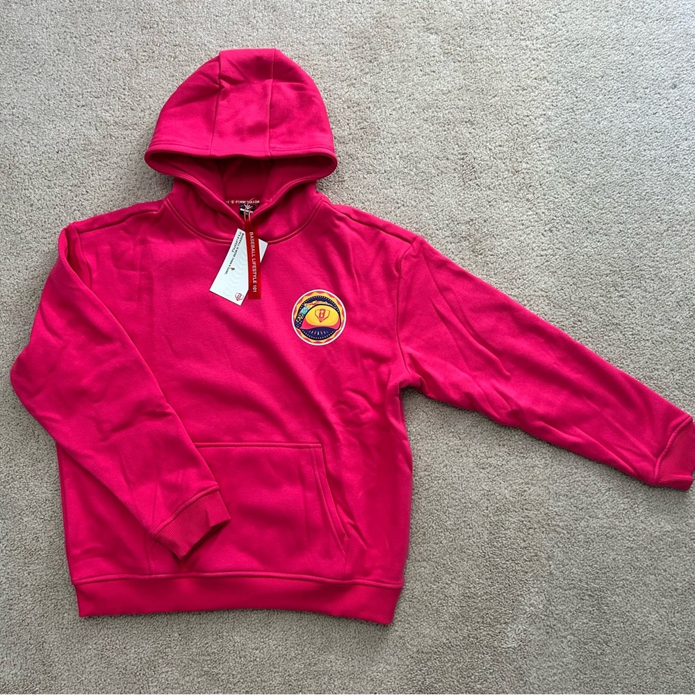 Youth XL YXL Baseball Lifestyle 101 BL101 Taco Hoodie Home Plate Heat Pink New
